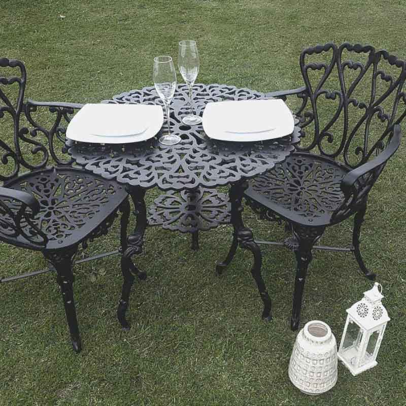 Pallegre Ø80 cm x 2 Sillones Juego de Jardín Alumino Fundido La